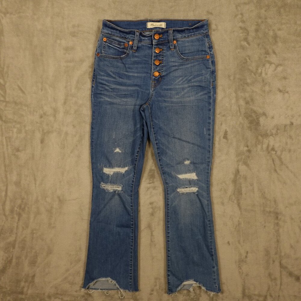 Madewell jeans Cali Demi-boot women's 25 blue denim raw distressed hems